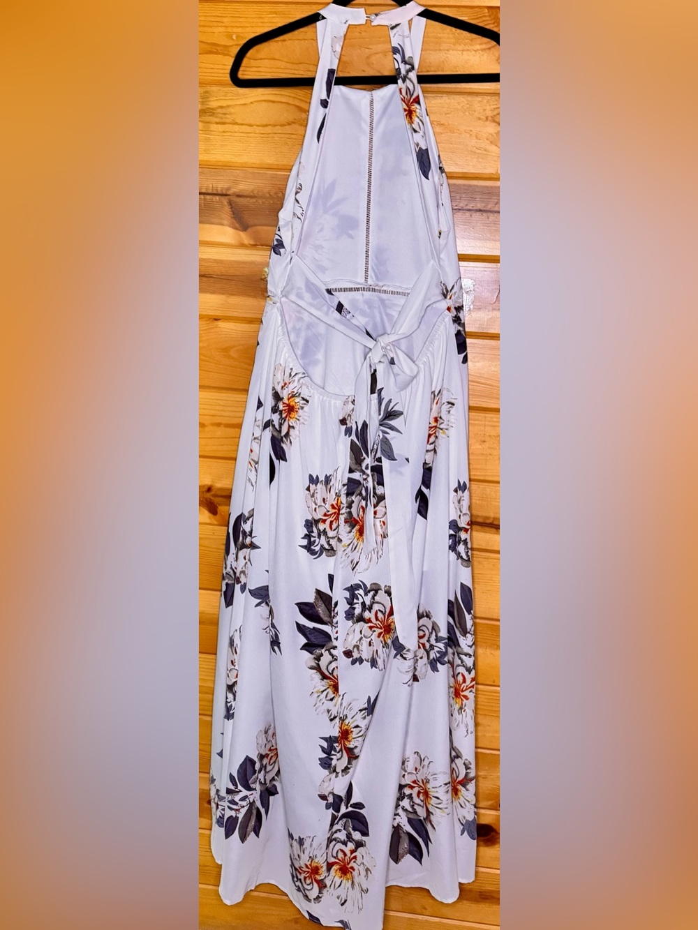 YOINS Crepe Floral Open Back Halter Maxi Dress